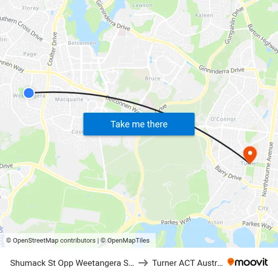 Shumack St Opp Weetangera Shops to Turner ACT Australia map
