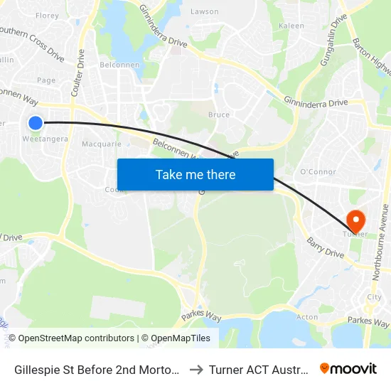 Gillespie St Before 2nd Morton St to Turner ACT Australia map