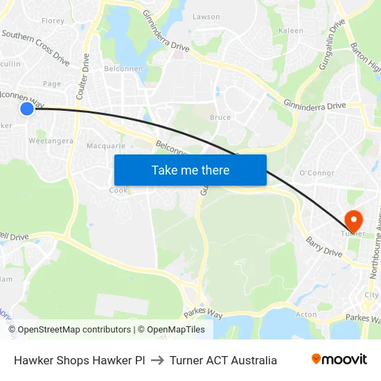 Hawker Shops Hawker Pl to Turner ACT Australia map