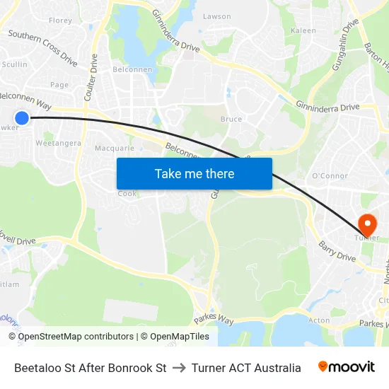 Beetaloo St After Bonrook St to Turner ACT Australia map