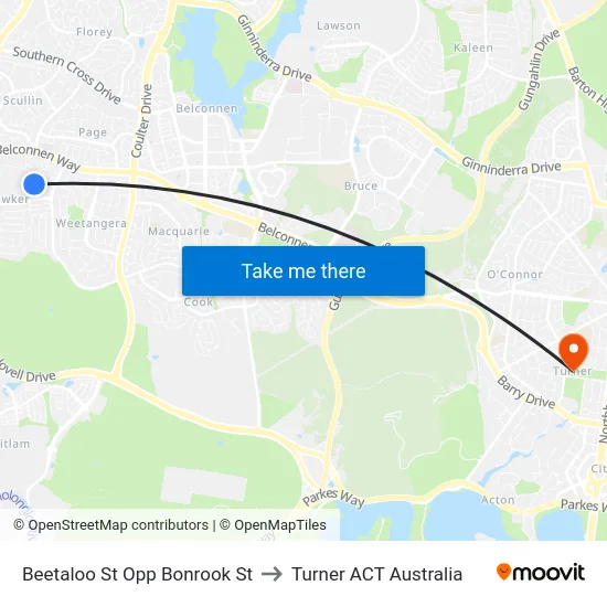 Beetaloo St Opp Bonrook St to Turner ACT Australia map