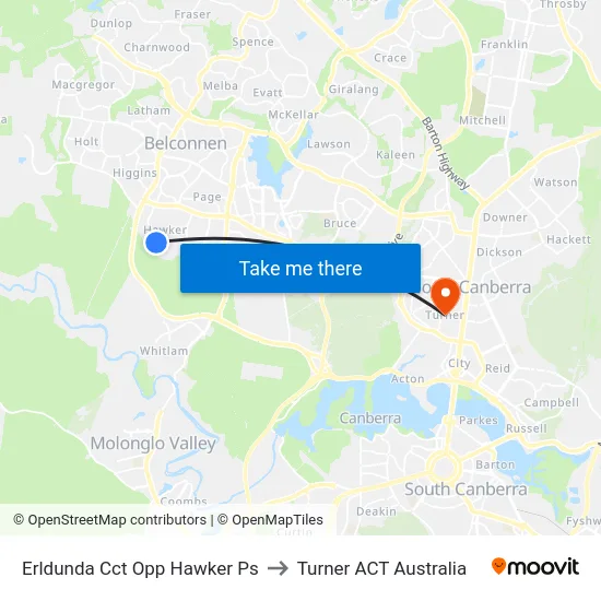 Erldunda Cct Opp Hawker Ps to Turner ACT Australia map