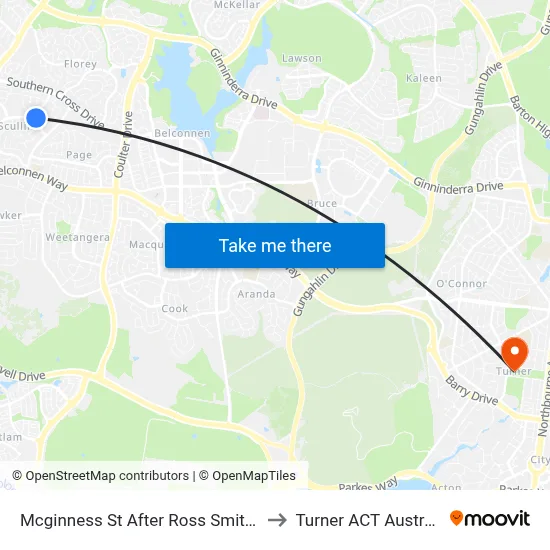 Mcginness St After Ross Smith Cr to Turner ACT Australia map