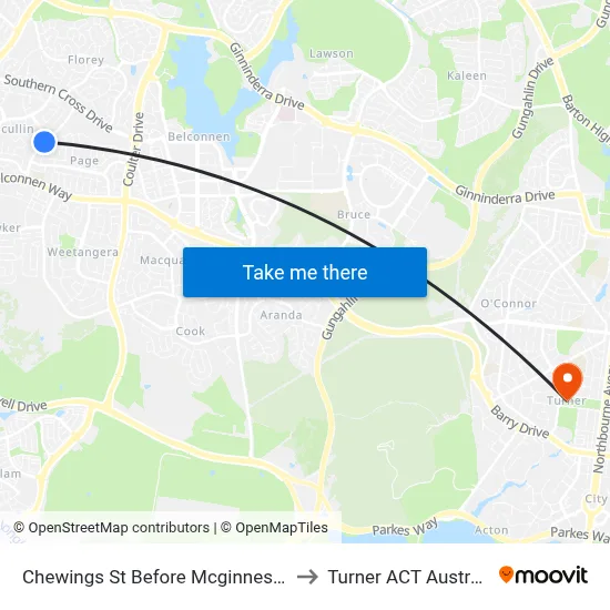 Chewings St Before Mcginness St to Turner ACT Australia map