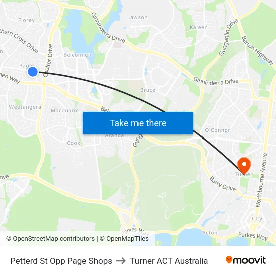 Petterd St Opp Page Shops to Turner ACT Australia map