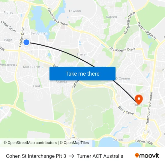 Cohen St Interchange Plt 3 to Turner ACT Australia map
