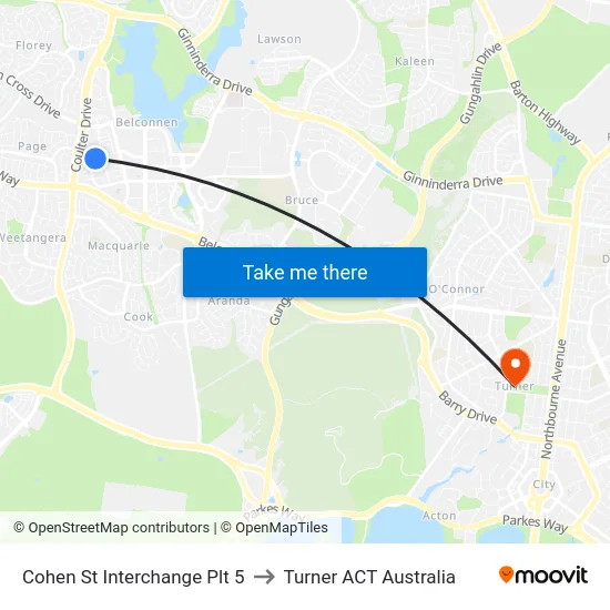 Cohen St Interchange Plt 5 to Turner ACT Australia map