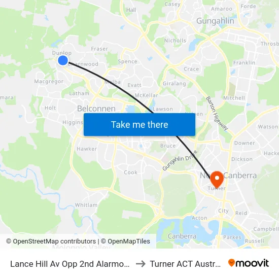 Lance Hill Av Opp 2nd Alarmon Cr to Turner ACT Australia map