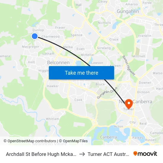 Archdall St Before Hugh Mckay Cr to Turner ACT Australia map