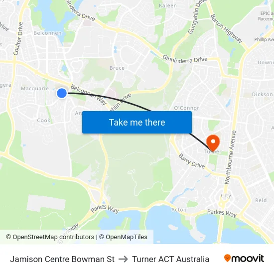 Jamison Centre Bowman St to Turner ACT Australia map