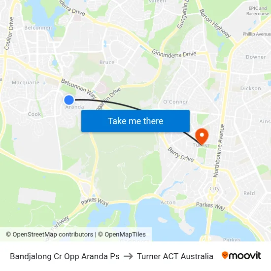 Bandjalong Cr Opp Aranda Ps to Turner ACT Australia map