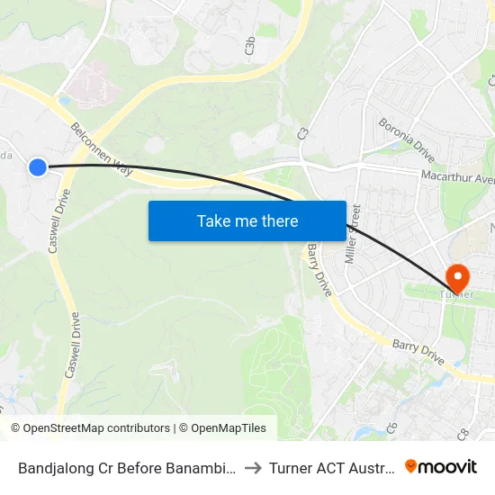 Bandjalong Cr Before Banambila St to Turner ACT Australia map
