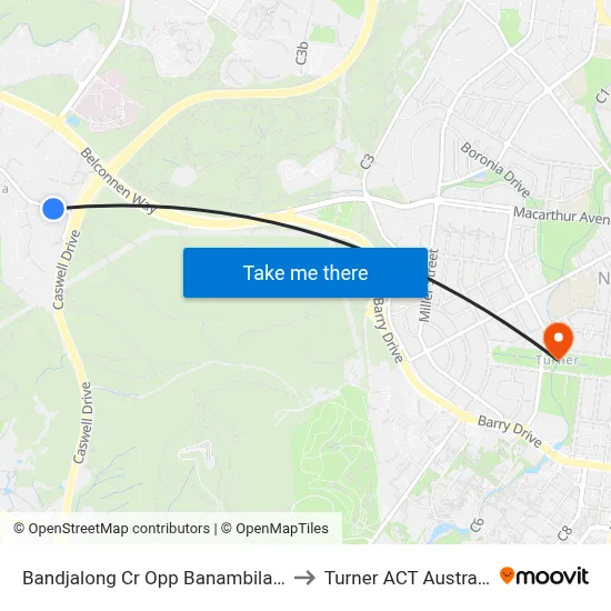 Bandjalong Cr Opp Banambila St to Turner ACT Australia map