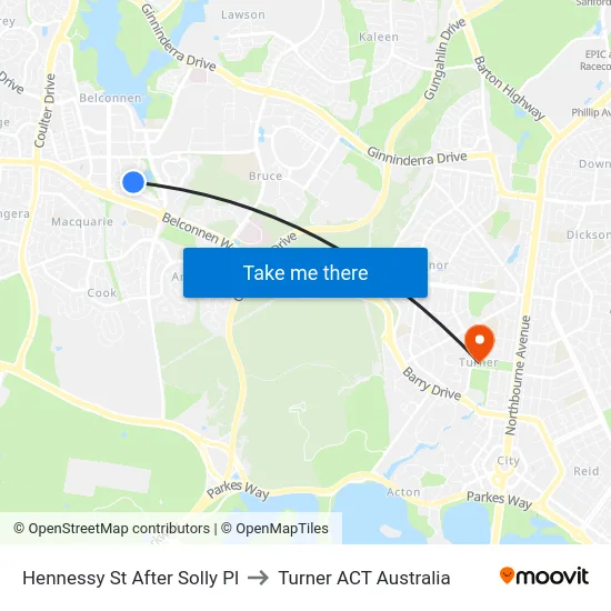 Hennessy St After Solly Pl to Turner ACT Australia map