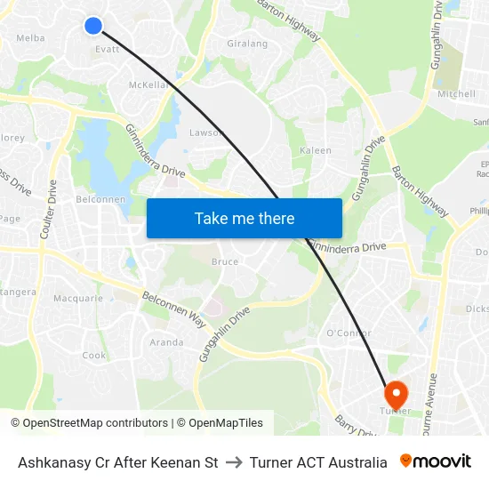 Ashkanasy Cr After Keenan St to Turner ACT Australia map