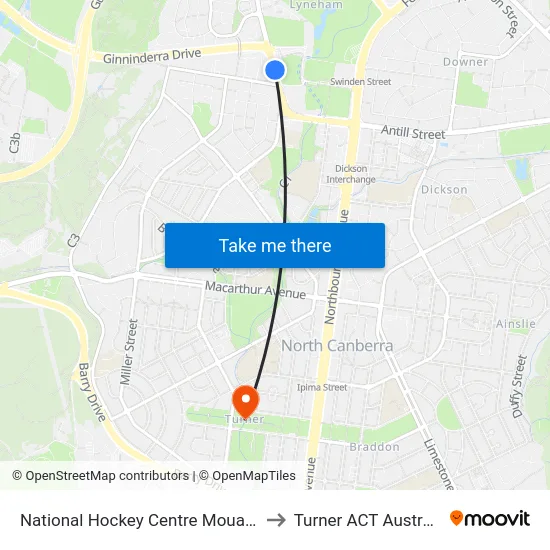 National Hockey Centre Mouat St to Turner ACT Australia map