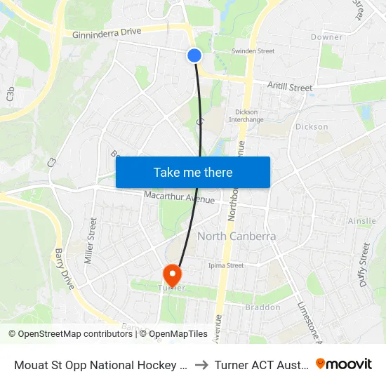 Mouat St Opp National Hockey Centre to Turner ACT Australia map