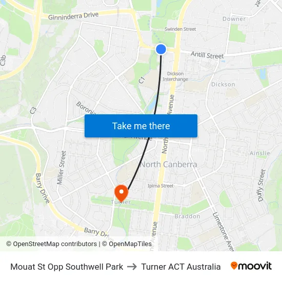 Mouat St Opp Southwell Park to Turner ACT Australia map