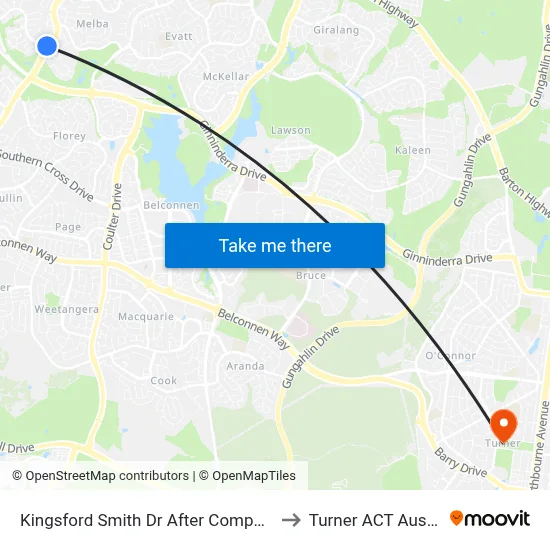 Kingsford Smith Dr After Companion Cr to Turner ACT Australia map