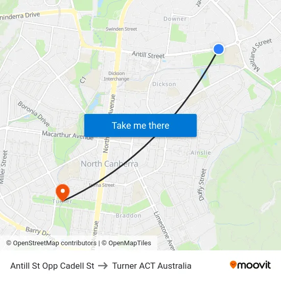 Antill St Opp Cadell St to Turner ACT Australia map