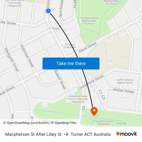 Macpherson St After Lilley St to Turner ACT Australia map