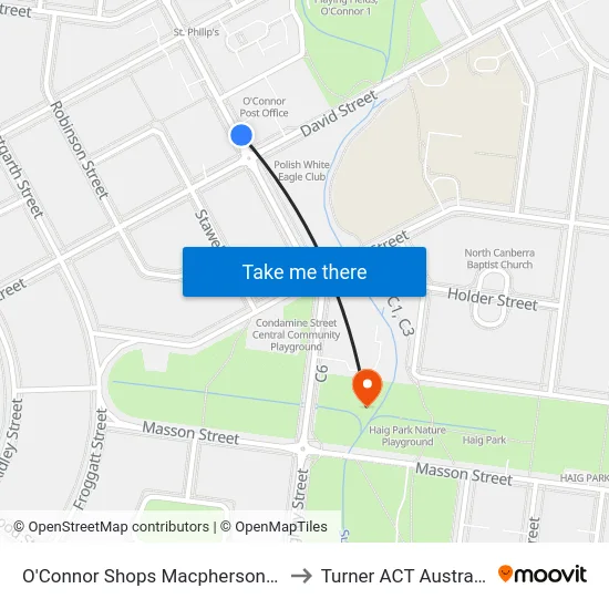 O'Connor Shops Macpherson St to Turner ACT Australia map
