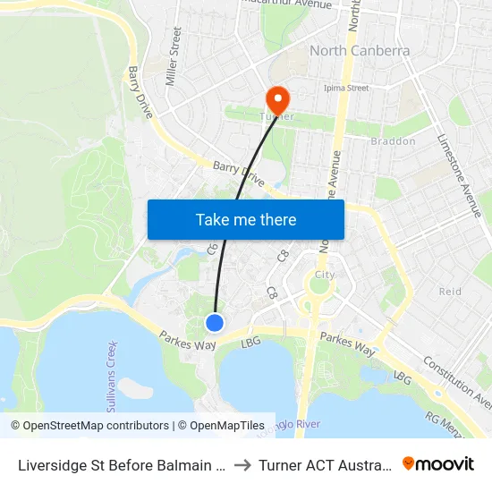 Liversidge St Before Balmain Cr to Turner ACT Australia map