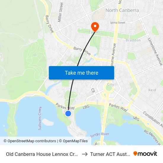 Old Canberra House Lennox Crossing to Turner ACT Australia map