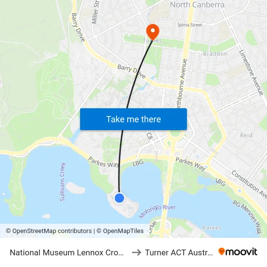 National Museum Lennox Crossing to Turner ACT Australia map