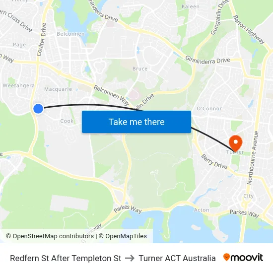 Redfern St After Templeton St to Turner ACT Australia map