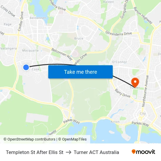 Templeton St After Ellis St to Turner ACT Australia map
