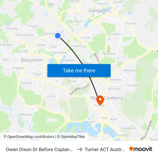 Owen Dixon Dr Before Copland Dr to Turner ACT Australia map
