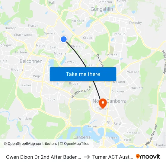 Owen Dixon Dr 2nd After Badenoch Cr to Turner ACT Australia map