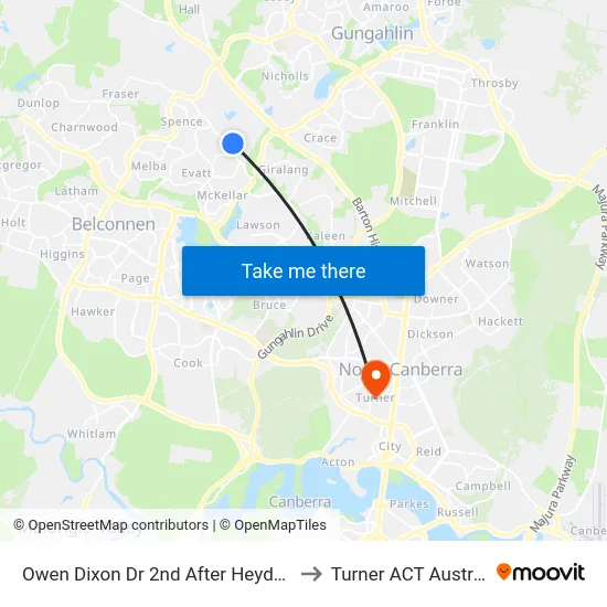 Owen Dixon Dr 2nd After Heydon Cr to Turner ACT Australia map