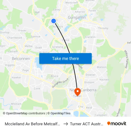 Mcclelland Av Before Metcalfe St to Turner ACT Australia map