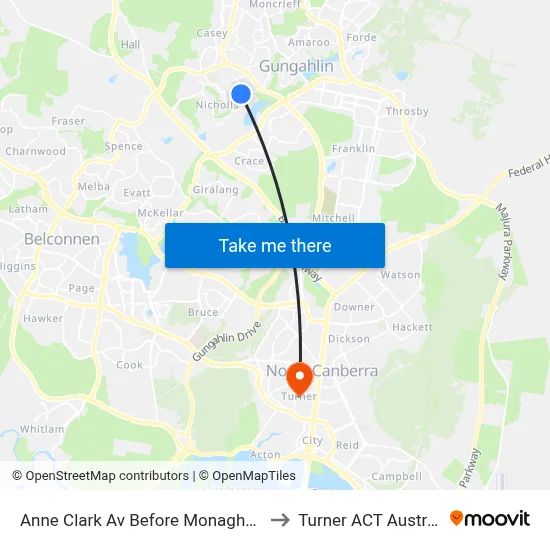 Anne Clark Av Before Monaghan Pl to Turner ACT Australia map