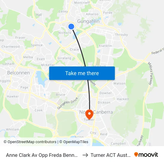 Anne Clark Av Opp Freda Bennett Cct to Turner ACT Australia map