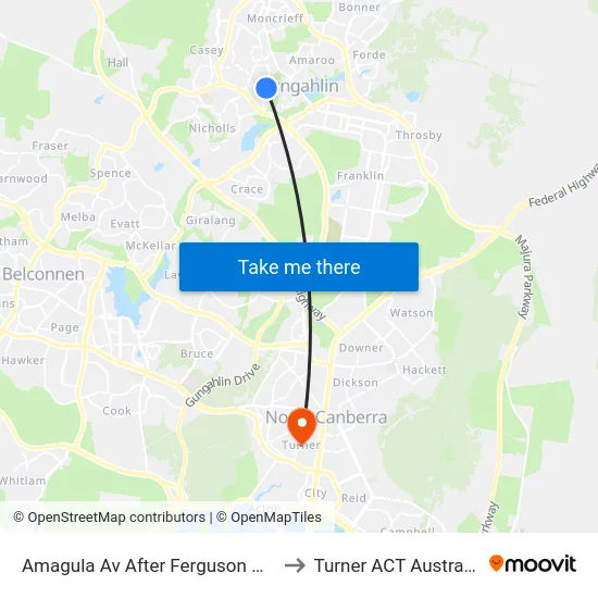 Amagula Av After Ferguson Cct to Turner ACT Australia map