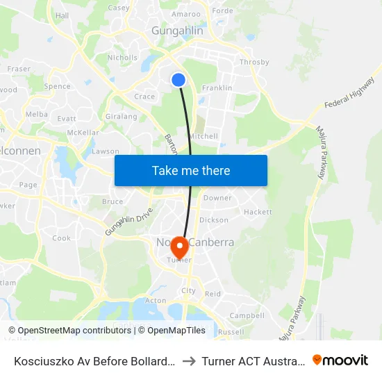 Kosciuszko Av Before Bollard St to Turner ACT Australia map
