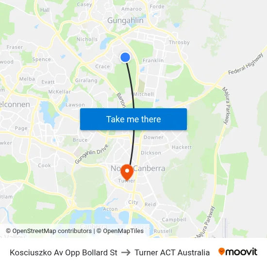Kosciuszko Av Opp Bollard St to Turner ACT Australia map