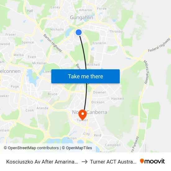 Kosciuszko Av After Amarina St to Turner ACT Australia map