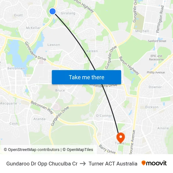 Gundaroo Dr Opp Chuculba Cr to Turner ACT Australia map