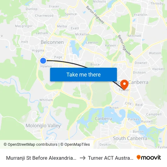 Murranji St Before Alexandria St to Turner ACT Australia map