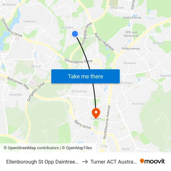 Ellenborough St Opp Daintree Cr to Turner ACT Australia map