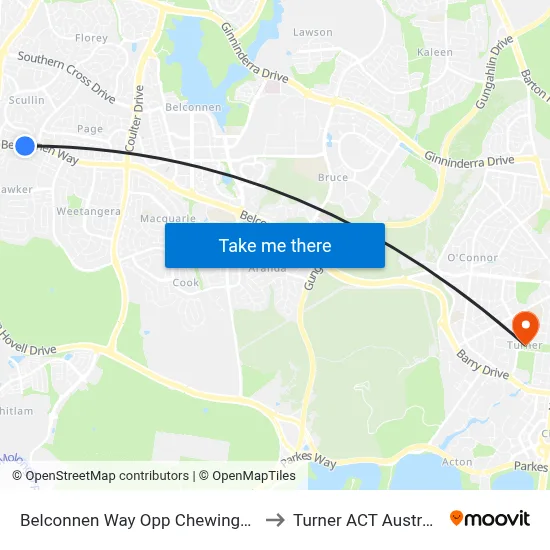 Belconnen Way Opp Chewings St to Turner ACT Australia map