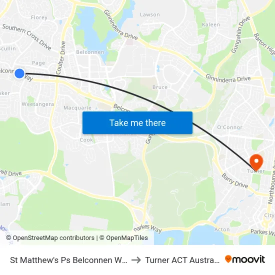 St Matthew's Ps Belconnen Way to Turner ACT Australia map