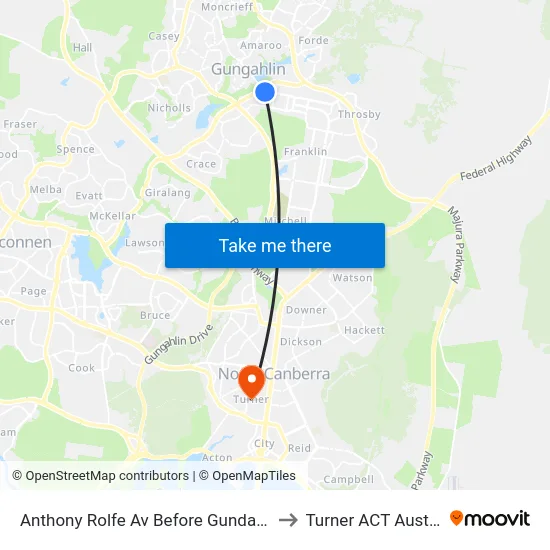Anthony Rolfe Av Before Gundaroo Rd to Turner ACT Australia map