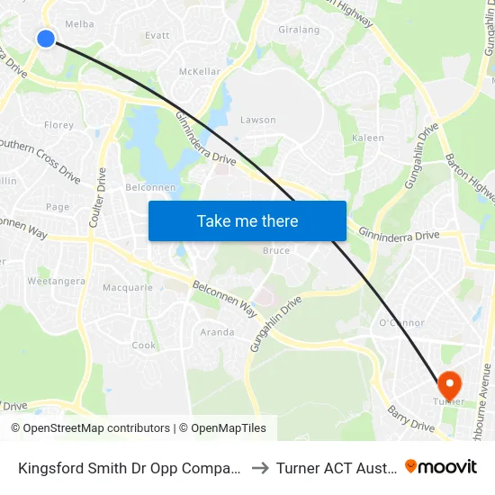 Kingsford Smith Dr Opp Companion Cr to Turner ACT Australia map