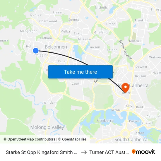 Starke St Opp Kingsford Smith School to Turner ACT Australia map