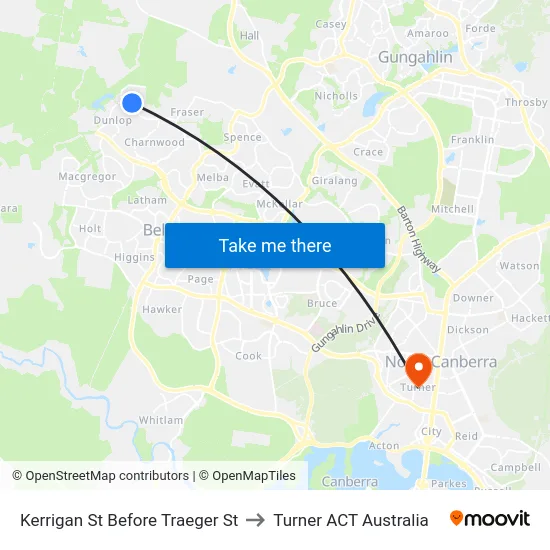 Kerrigan St Before Traeger St to Turner ACT Australia map